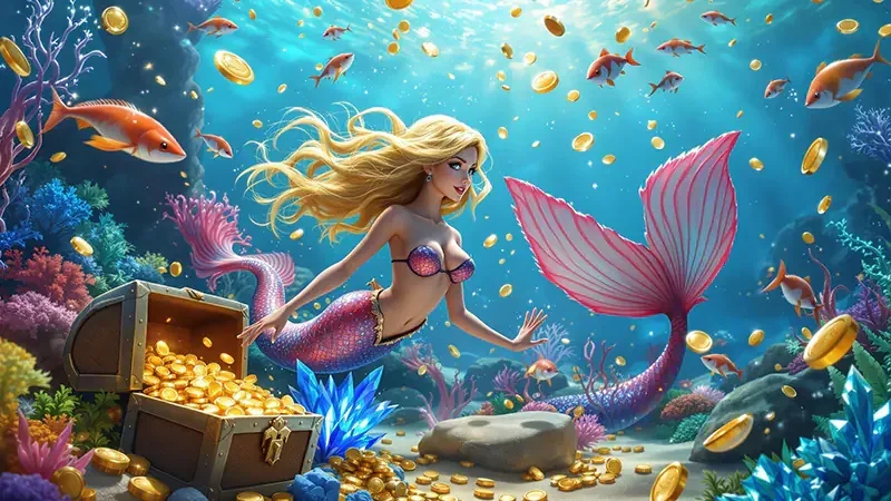 Visual permainan tembak ikan mobile dengan tema laut